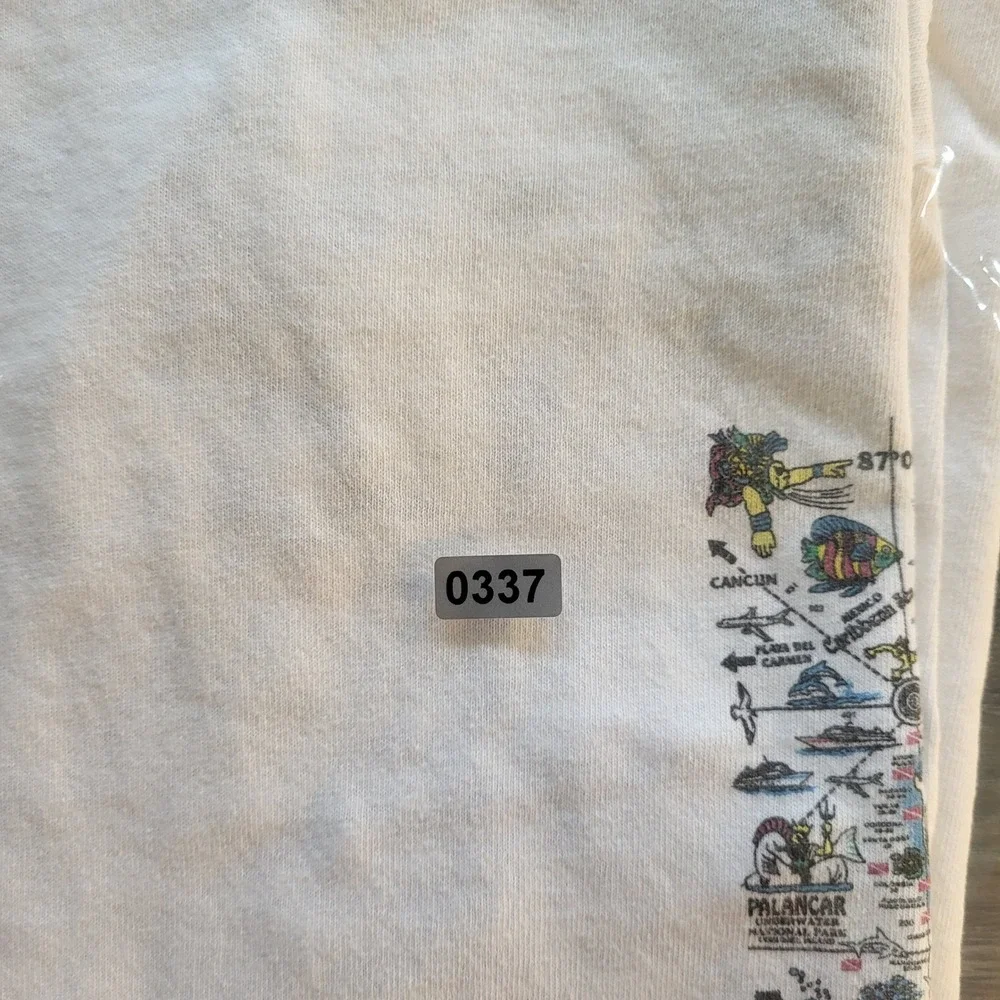 Yazbek Cozumel Mexico Scuba Diving Map T-Shirt Mens Large White Graphic Tee